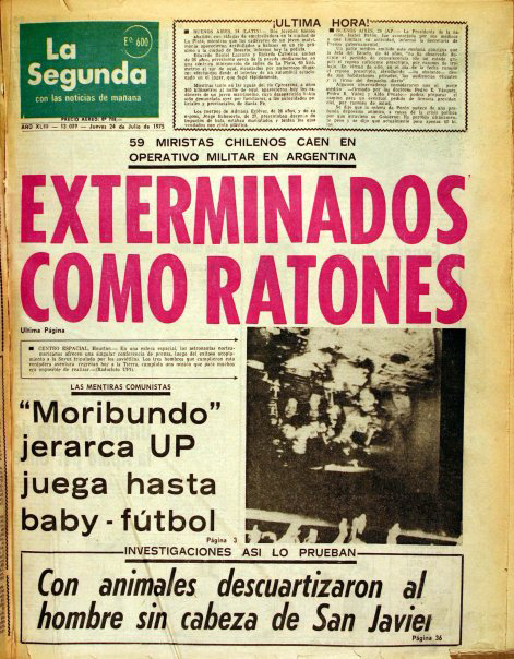 Portada de La Segunda, 24 de julio de 1975